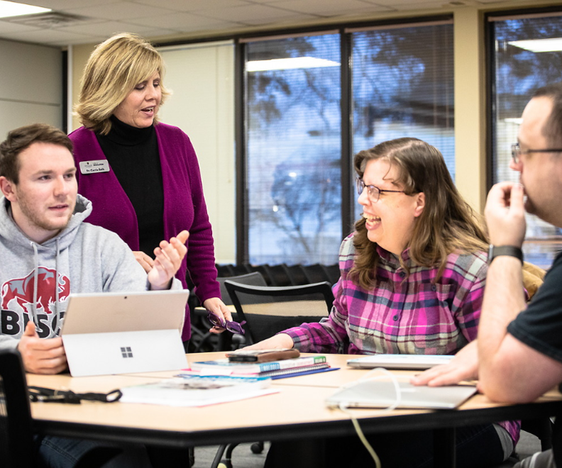 Students Group Discussion College Professor